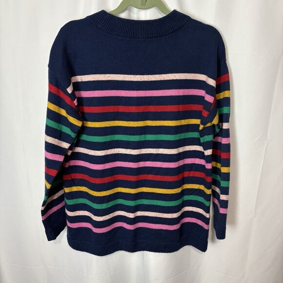 Talbots Super Soft Stripe Mockneck Sweater Rainbow Colorful Cotton Blend Large - Picture 9 of 9